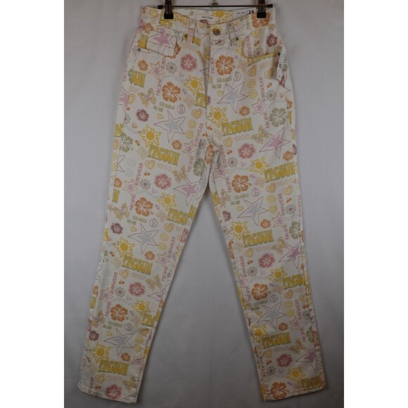 NWT Pacsun Mixed Pacific Sunwear Print Dad Jeans Womens Size 26 AOP Preppy - Picture 11 of 16
